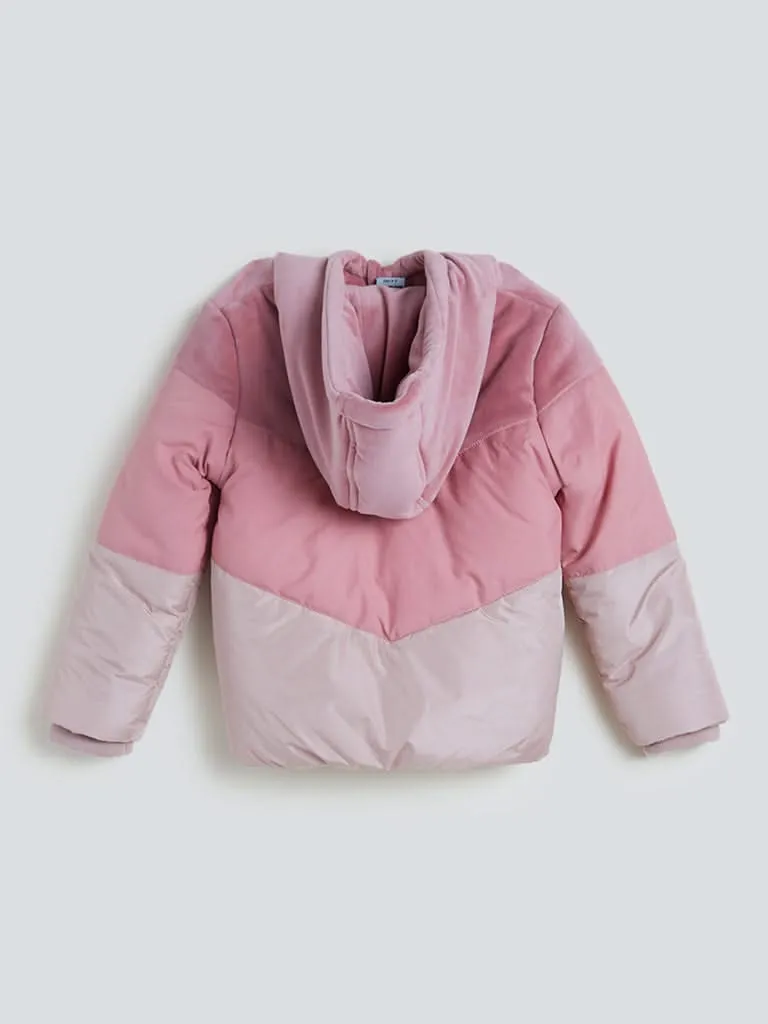 HOP Kids Pink Puffed Jacket with Hood